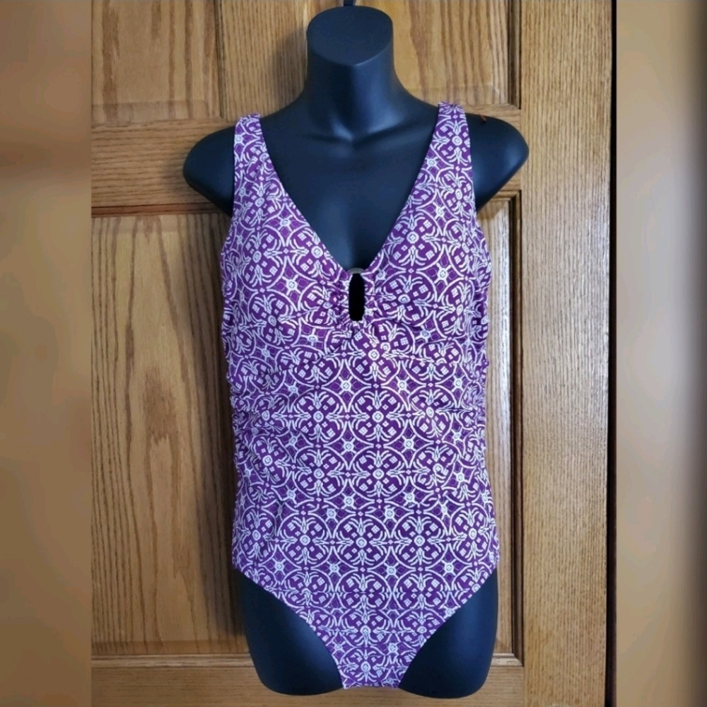 Lands' End Women's Tummy Control V-Neck Swimsuit